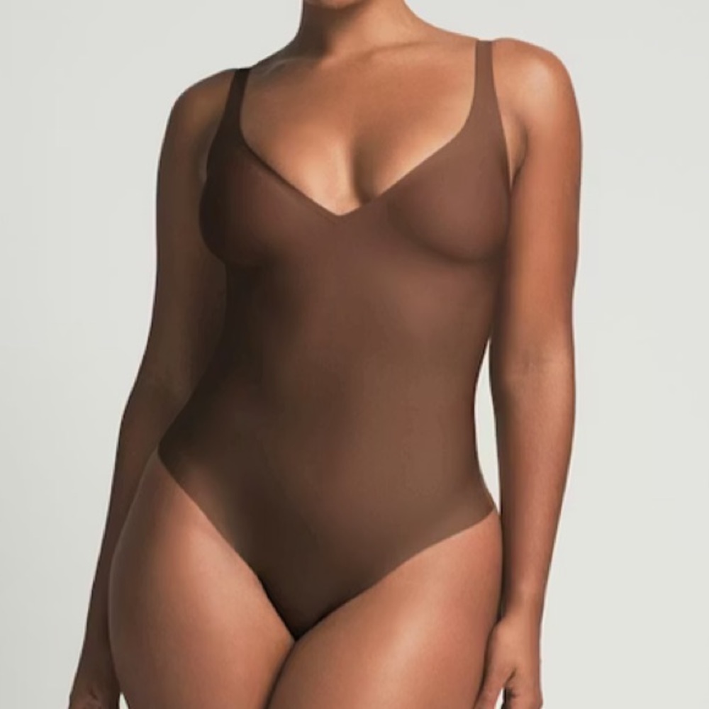 SKIMS Unlined Plunge Thong Bodysuit Jasper XLarge NWT